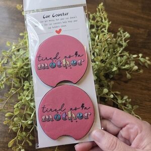 Pink Car Coaster Set - Tired as a Mother